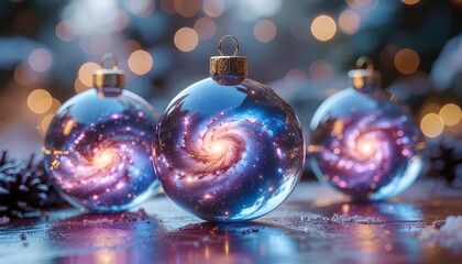 Obraz premium Galaxy Cosmos Ornament Crystal Christmas Bokeh Background