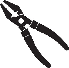 Black silhouette of combination pliers on a white background