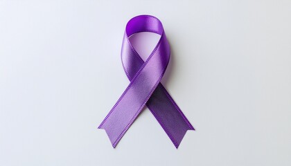purple ribbon on white table ,Cancer awareness. 