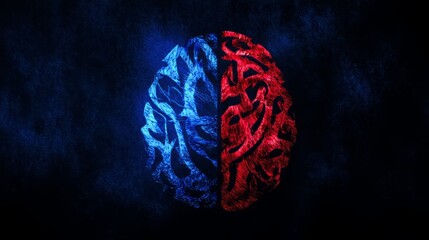 hemispheres. An artistic illustration of brain hemispheres representing the balance of logic and emotion. STEM education sheets, lab safety posters, designed for biotech research communications.
