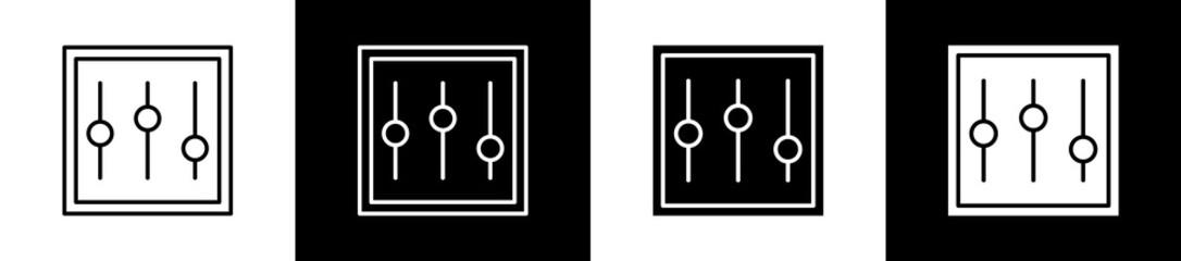 Composition icon set in line and glyph style on black and white background