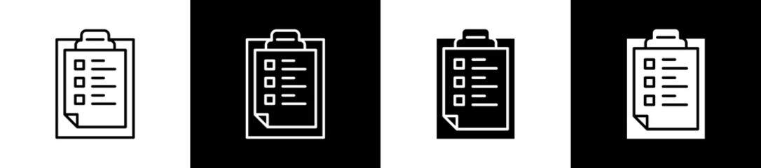 Set In Order icon set in line and glyph style on black and white background