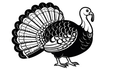 Detailed Turkey Illustration for Thanksgiving and Holiday Designs.