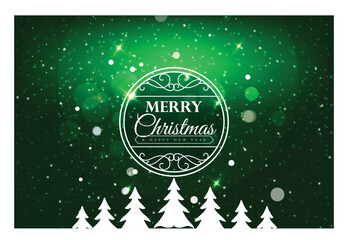 christmas greeting card with tree