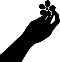 Minimalist hand holding blossom silhouette perfect for elegant and feminine design