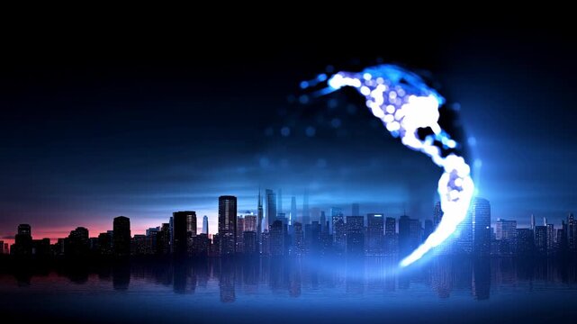 Stunning Digital Art of Earth with a City Skyline at Dusk for Creative Projects