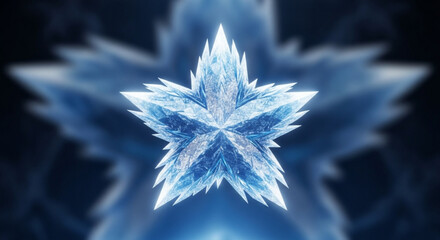 Stunning ice star crystal with intricate details shines with winter magic, perfect for holiday themes, cool designs, and elegant seasonal promotions