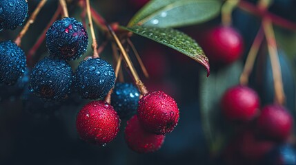 red cherries on the tree