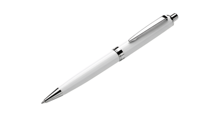 White ballpoint pen isolated on transparent background