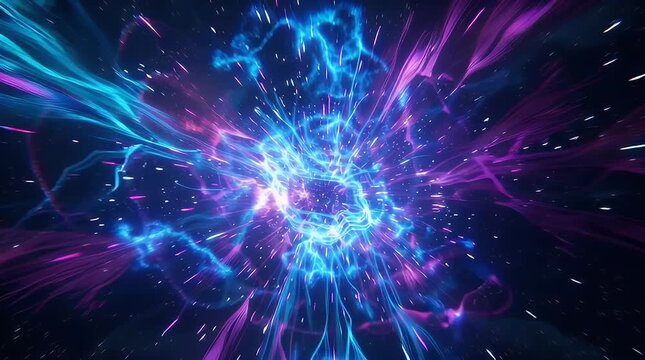 Abstract Digital Light Tunnel with Vibrant Colors and Motion Effects