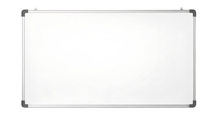 Empty gray whiteboard with silver frame isolated on transparent background