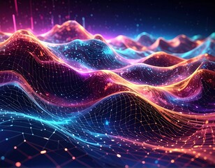 Digital abstract of neon network landscape