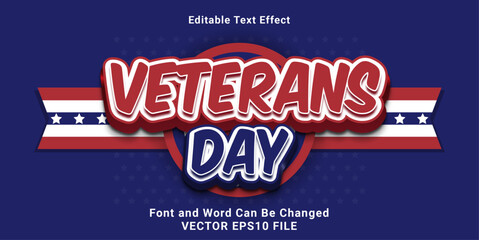 3d editable veterans day cartoon style text effect