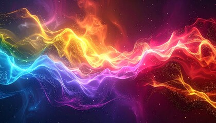 Flowing streams of vibrant colors with a starlit, dark background