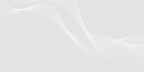 Futuristic gray white abstract background. shining wave lines pattern for banner, wallpaper, cover. Vector illustration