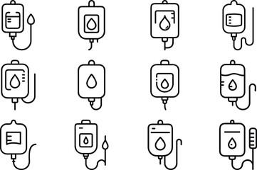 Medical Infusion Bag Icons Collection illustration bundle