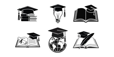 Graduation and education icons, isolated on