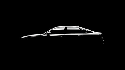chassis. A sleek modern automobile is showcased in profile on a black background. mobility guides, transit brochures, designed for mobility and urban transit guides, used by operations managers. 