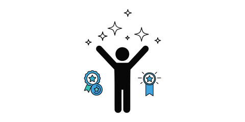 Person celebrating success isolated on