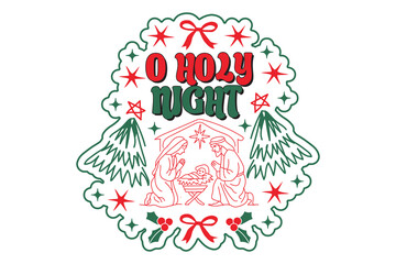 O Holy Night Christmas T-shirt Design
