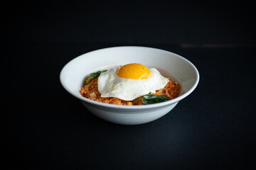 Delicious Kimchi Fried Rice Topped with a Perfectly Cooked Fried Egg
