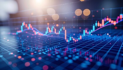 Abstract stock chart visualization for future trade and technology business success