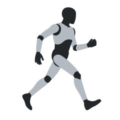 humanoid robot running flat vector design