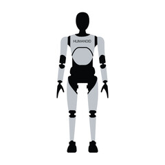 humanoid robot standing front vector design