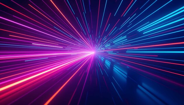 Abstract digital scene featuring vibrant light lines moving through dynamic motion