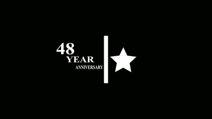 48 years anniversary motion graphic, 4K footage with star. 4K motion animation. particles and number. Animated 48 years Birthday Wishes ,  black  Background with alpha channel 4k  video