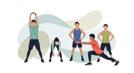 Group of Fit Young People Exercising in Gym Workout Studio