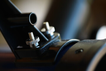 Macro Shot of Metal Screws and Components in Industrial Machinery Close-up