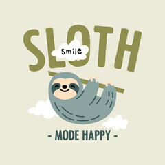 Naklejka premium Cute sloth smile doodle vector 