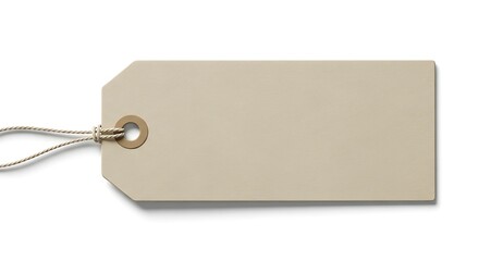 Blank Kraft Paper Gift Tag with Twine String Isolated on White Background