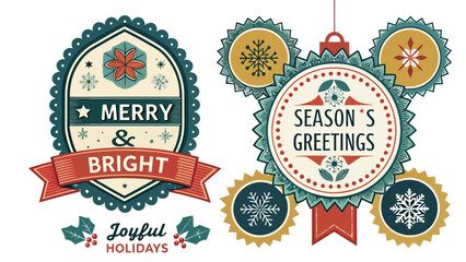 Vintage Holiday Greetings Labels and Ornaments
