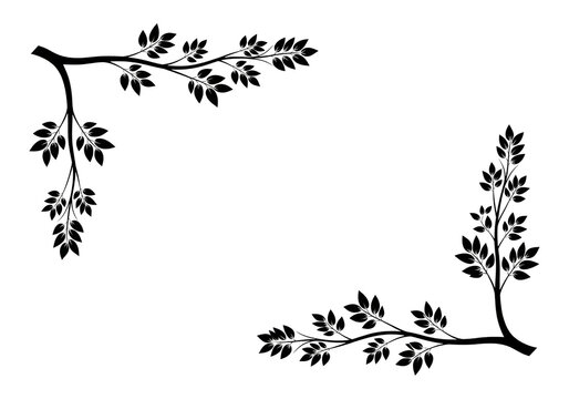 Leafy Corner Border SVG | Floral Vine Corner Frame Black Vector PNG & EPS Free Download