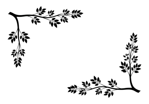 Leafy Corner Border SVG | Floral Vine Corner Frame Black Vector PNG & EPS Free Download