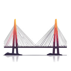Obraz premium ilustration Suspension bridge designs four cartoon bridges showcase architectural variety from basic to intricate.