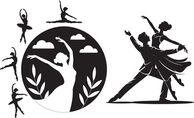 Dynamic woman performing gymnastics silhouette