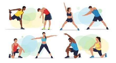 Group of Diverse People Performing Stretching and Yoga Exercises in Fitness Class