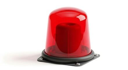 Red Emergency Siren Light Rotating Beacon Flashing Warning Signal on White Background Alerting Danger and Urgency Concept
