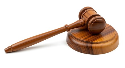 Wooden Gavel and Sounding Block Symbol of Justice Law Authority and Courtroom Decisions