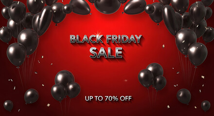 Black friday sale banner with dark shiny balloons on red background with place for text 15819598 1