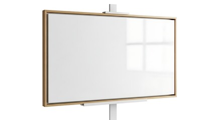 Modern Whiteboard with Wooden Frame on Stand Clean Office or Presentation Space