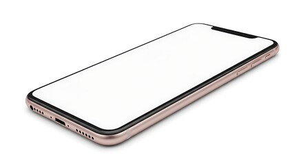 Modern Rose Gold Smartphone with Blank White Screen Isolated on White Background High Resolution Studio Shot