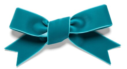 Elegant Teal Velvet Bow Tie Isolated on White Background Perfect for Gifts Decorations and Craft Projects
