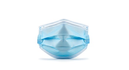 Blue Disposable Face Mask for Personal Protection Against Germs and Viruses Isolated on White Background