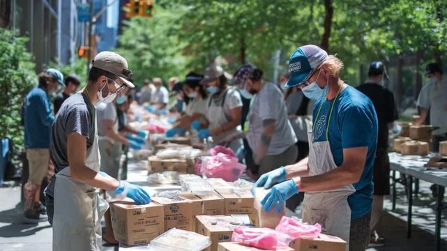Community Kindness: A compassionate group of volunteers dedicates their time and efforts to assembling and distributing meals.
