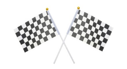 Obraz premium Two crossed checkered flags symbolizing racing victory and competition isolated on white background