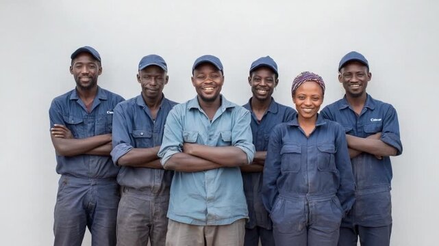 Confident Team: A group of skilled workers stands together, exuding confidence and camaraderie, ready to tackle any challenge with their combined expertise.